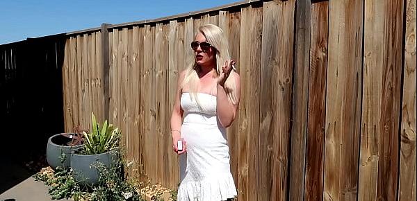  PREVIEW BLONDE OUTDOORS CHAIN SMOKING CIGARETTES SUNGLASSES DRESS SMOKING FETISH